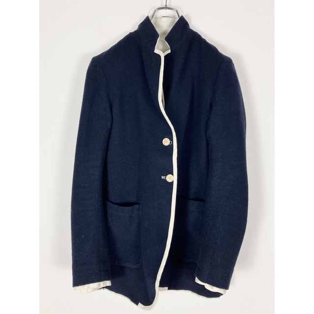 Y's 16AW リネン 異素材切替 リバーシブル 2Bジャケット 生成り紺2