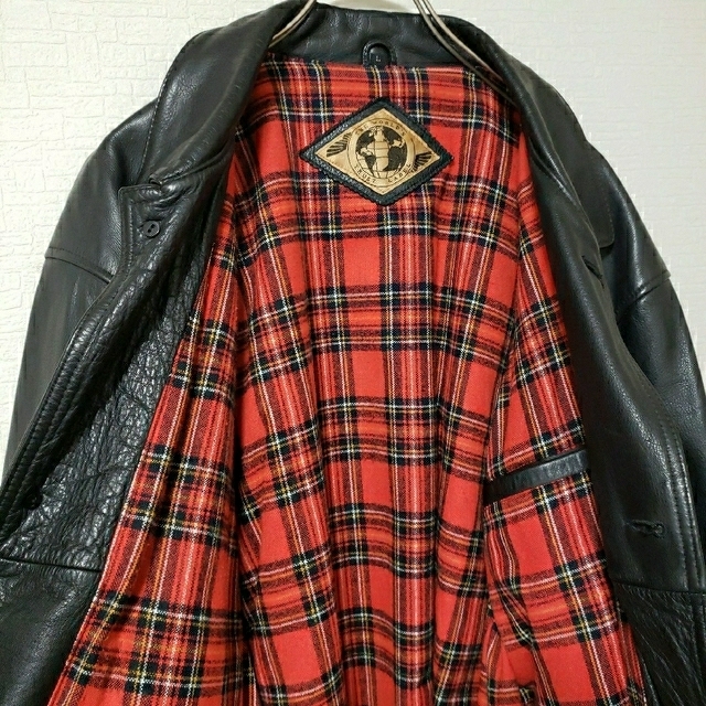90s 牛革レザー ハンティングジャケット 裏地タータンチェック | mag