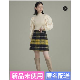 リリーブラウン(Lily Brown)の新品未使用　匿名配送　【宮脇咲良さん着用】wool混ボックスチェックミニスカート(ミニスカート)