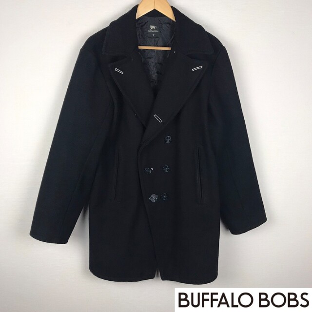 BUFFALO BOBS(バッファローボブス)の美品 バッファローボブズ メルトンピーコート ブラック サイズ2 メンズのジャケット/アウター(ピーコート)の商品写真