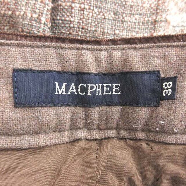 MACPHEE(マカフィー)のマカフィー テーパードパンツ クロップド ツイード ウール パイピング 38 茶 レディースのパンツ(その他)の商品写真