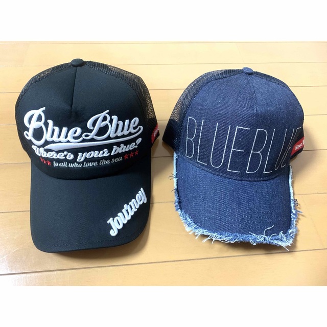 BLUE BLUE(ブルーブルー)のブルーブルーデニムキャップ   &  ブルーブルーキャップ　限定品 2個セット スポーツ/アウトドアのフィッシング(ウエア)の商品写真