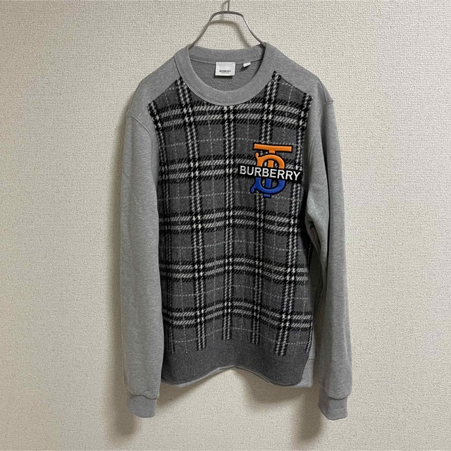 Burberry トレーナー スウェット チェック 総柄 TB ロゴ バーバリー 高