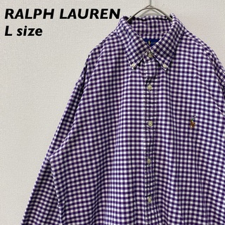 ラルフローレン(Ralph Lauren)のラルフローレン　長袖シャツ　ボタンダウン　チェック　カラーポニー　男女兼用　L(シャツ)