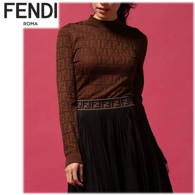 注目のブランド FENDI - 40 セーター ハイネックニット FFロゴ総柄