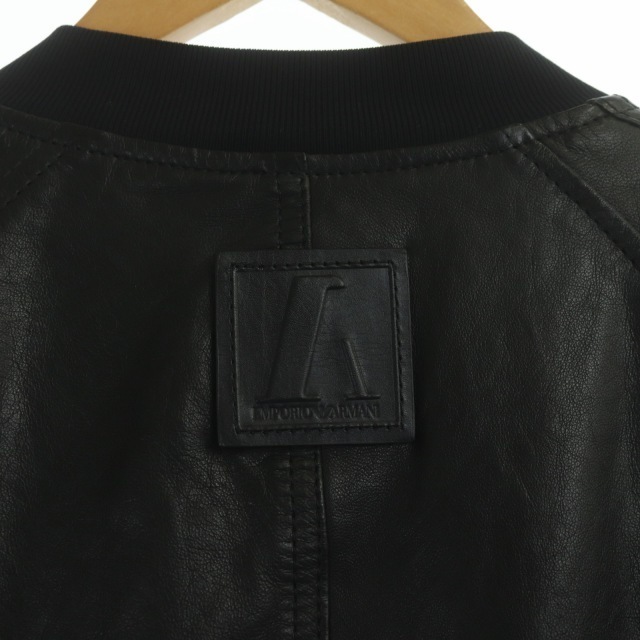 エンポリオアルマーニ ラムレザージャケット ブルゾン ジップアップ EU52 黒