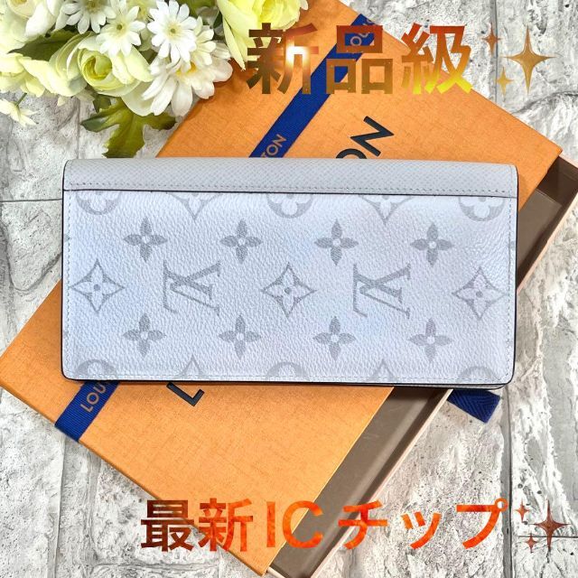ポルトフォイユ ブラザ タイガ グラシエ 二つ折り長財布 レザー グレー