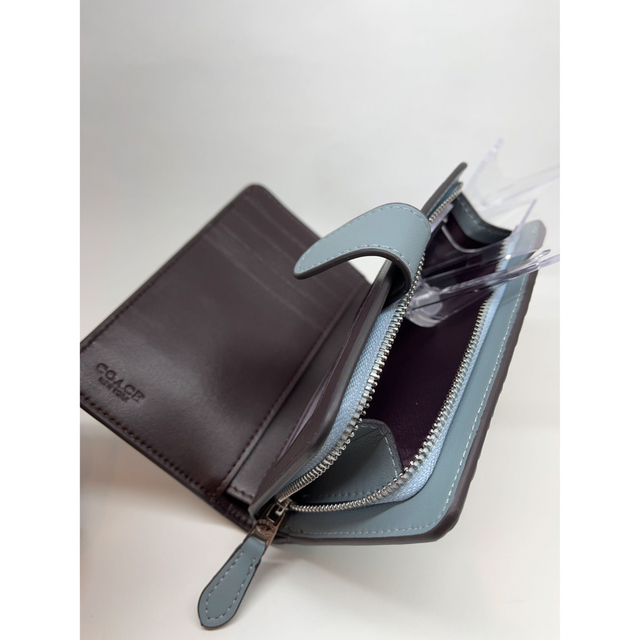 COACH - COACH二つ折り財布F25937シグネチャーエナメル ブルー 新品未 ...