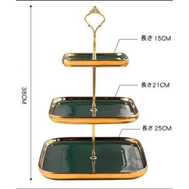 プレート3段スクエアケーキスタンド  2点セット インテリア/住まい/日用品のキッチン/食器(食器)の商品写真