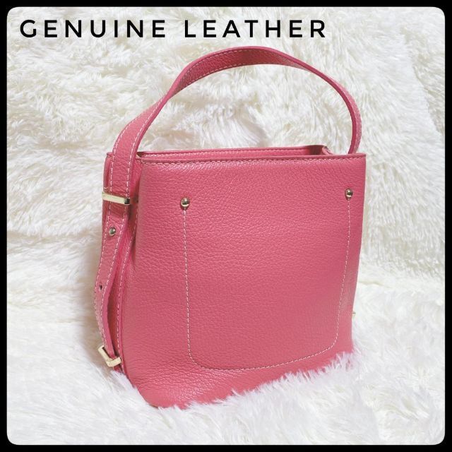 美品★イタリア製★GENUINE LEATHER★ハンドバッグ★ピンク★送料無料