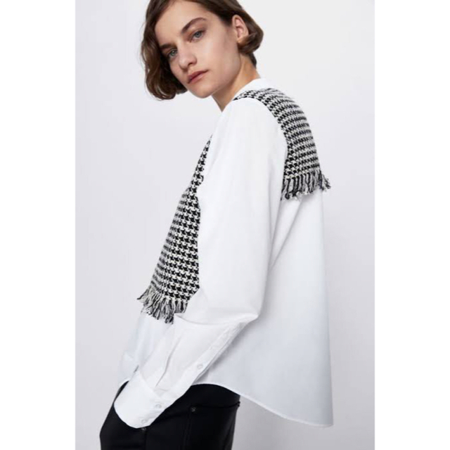 ZARA(ザラ)のZARA◇ツイードニットドッキングシャツ　レイヤードシャツ レディースのトップス(シャツ/ブラウス(長袖/七分))の商品写真