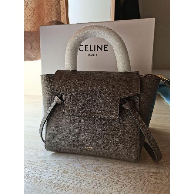 【おしゃれ】 celine - CELINE セリーヌ ベルトバッグ ナノ グレー ハンドバッグ