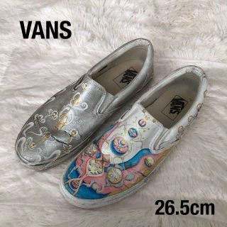 VANSバンズ ペイントスニーカースリッポンアシンメトリーシルバー