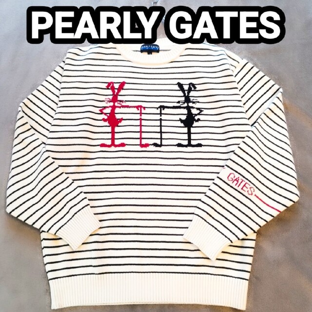 PEARLY GATES - PEARLY GATES バニー ボーダー コットン セーター