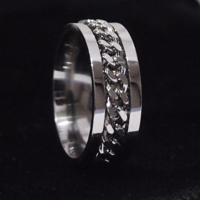 【送料無料】【17号】喜平チェーンチタンリング　シルバー　指輪 メンズのアクセサリー(リング(指輪))の商品写真