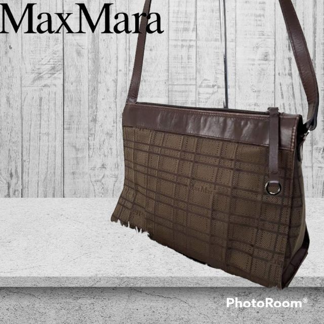 Max Mara - マックスマーラ キャンバス×レザー ショルダーバッグ