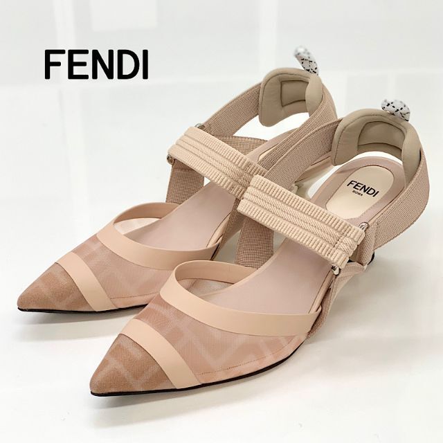 FENDI    フェンディ コリブリ メッシュ ズッカ スリングバック