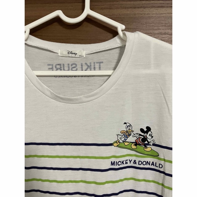 Disney(ディズニー)のディズニー　ミッキー　ドナルド　ボーダー　Tシャツ　レディスM 使用感多 レディースのトップス(Tシャツ(半袖/袖なし))の商品写真