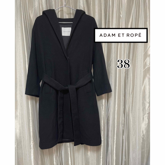 ADAM ET ROPE アダム エ ロペ フード付きガウンコート ブラック | フリマアプリ ラクマ