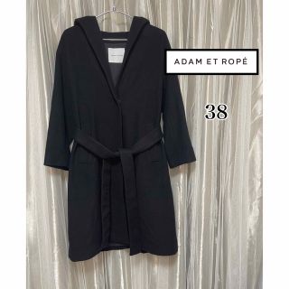 アダムエロぺ(Adam et Rope')のADAM ET ROPE アダム エ ロペ   フード付きガウンコート ブラック(ロングコート)