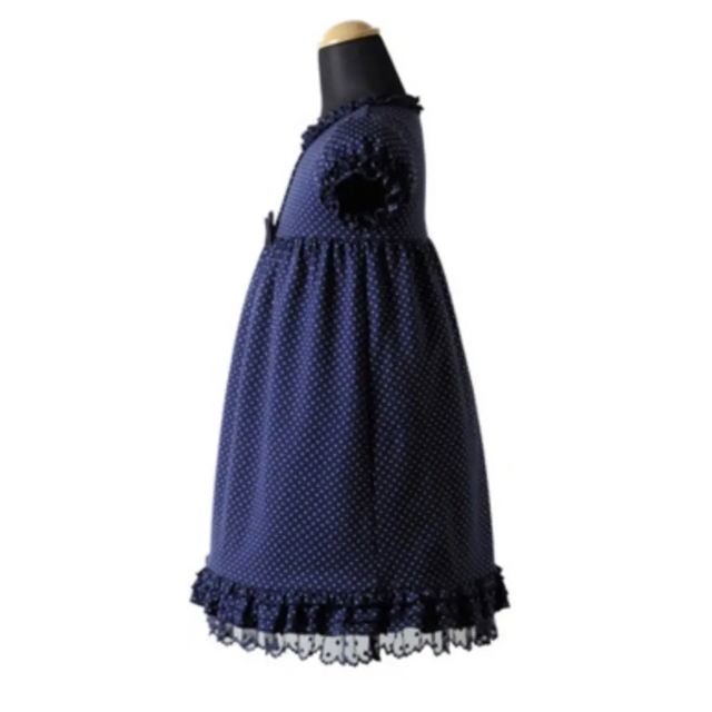 新品 半額以下 ドット天竺 フリルワンピース 120cm フォーマル ワンピース♡うさこ♡ミキハウス♡半額以下♡100