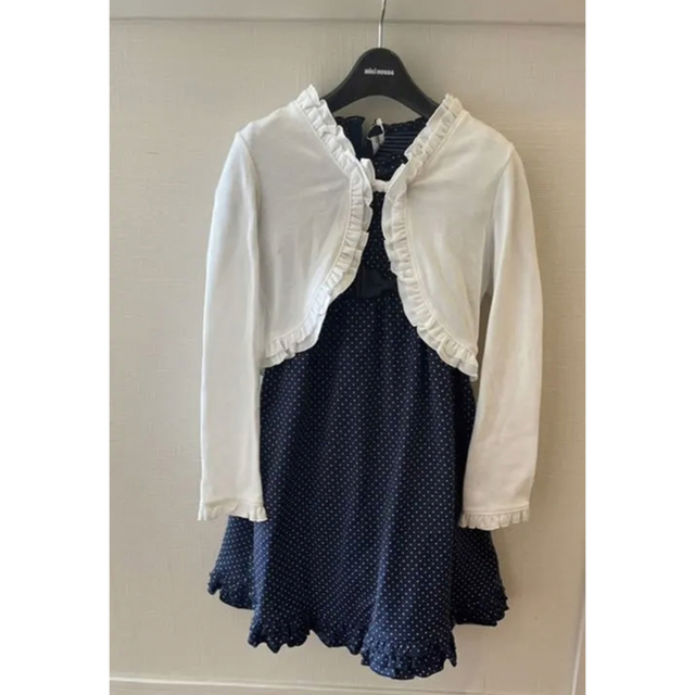 新品 半額以下 ドット天竺 フリルワンピース 120cm フォーマル ワンピース♡うさこ♡ミキハウス♡半額以下♡100