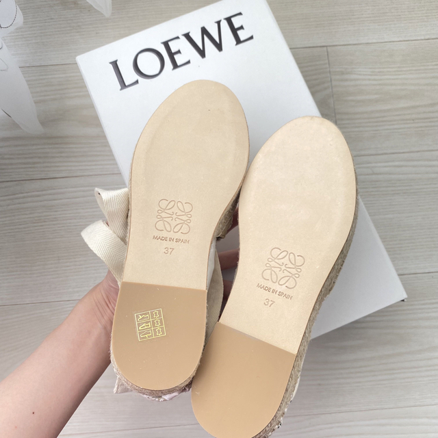 残１【新品】LOEWE ロエベ ロゴ リボン エスパドリーユ サンダル 24cm