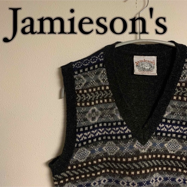 【美品】Jamieson's ジャミーソンズ　フェアアイル柄　ベスト　ニット 8