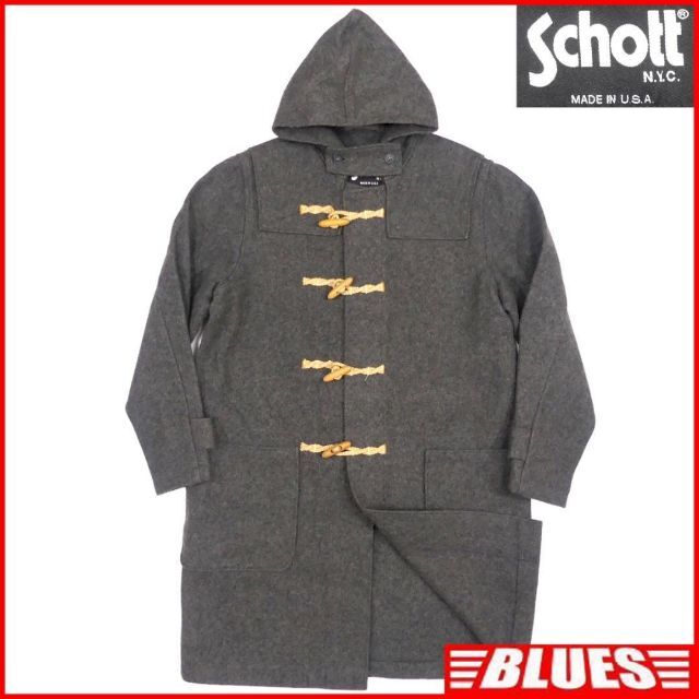 schott(ショット)のSchott ショット ダッフルコート ロングコート メンズ グレーSJ1508 メンズのジャケット/アウター(ダッフルコート)の商品写真