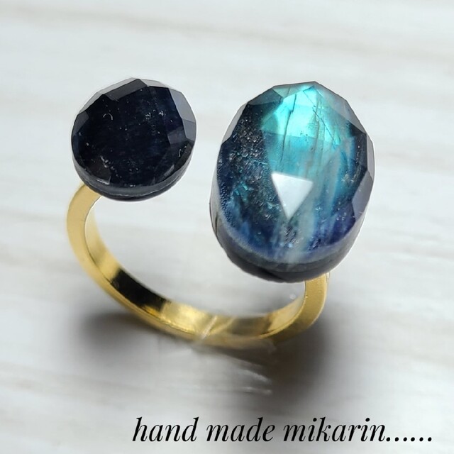 【ハンドメイド】天然石のフォークリング【指輪】 ハンドメイドのアクセサリー(リング)の商品写真