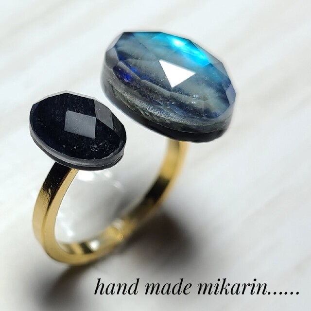 【ハンドメイド】天然石のフォークリング【指輪】 ハンドメイドのアクセサリー(リング)の商品写真