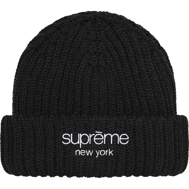 22FW購入先Supreme Ribbed Beanie Black リブ ビーニー ブラック