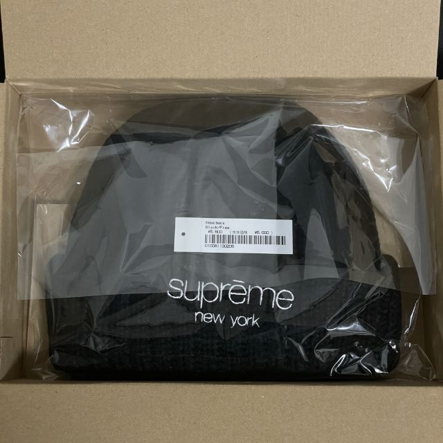 22FW購入先Supreme Ribbed Beanie Black リブ ビーニー ブラック