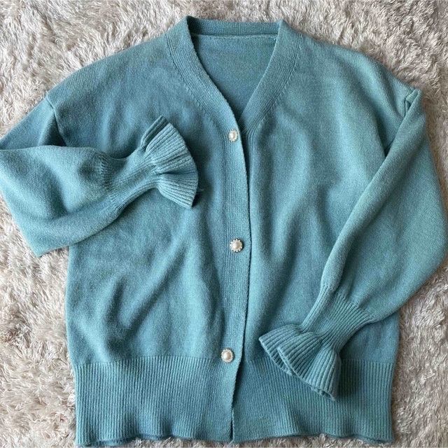 Lochie(ロキエ)のyaora様専用   vintage blue knit cardigan レディースのトップス(カーディガン)の商品写真