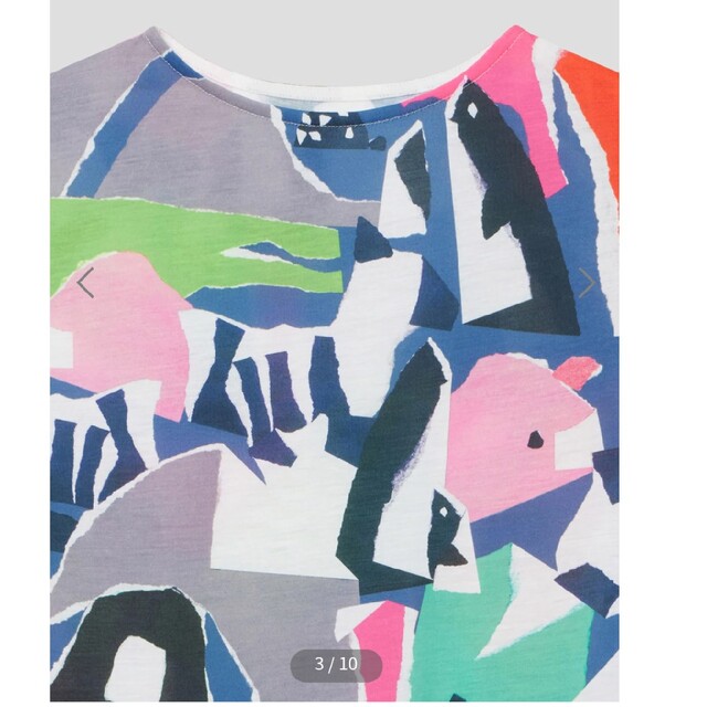 Design Tshirts Store graniph(グラニフ)のgraniph　トーンペーパーアニマルズ｜ボートネックフレアスリーブTシャツ レディースのトップス(Tシャツ(半袖/袖なし))の商品写真
