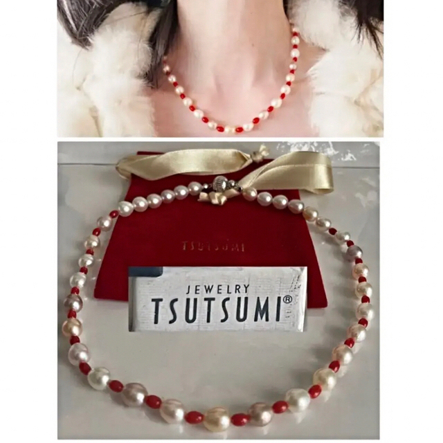 JEWELRY TSUTSUMI(ジュエリーツツミ)の未使用　本真珠　ネックレス ❤️赤珊瑚コラボ　❤️一目惚れ❤️魅力お品物 レディースのアクセサリー(ネックレス)の商品写真