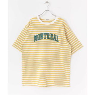 センスオブプレイスバイアーバンリサーチ(SENSE OF PLACE by URBAN RESEARCH)の【YELLOW】HEYUMM カレッジロゴボーダーTシャツ(Tシャツ/カットソー(半袖/袖なし))