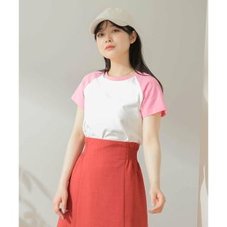 センスオブプレイスバイアーバンリサーチ(SENSE OF PLACE by URBAN RESEARCH)の【PINK】ラグランスリーブバイカラーミニTシャツ(カットソー(長袖/七分))