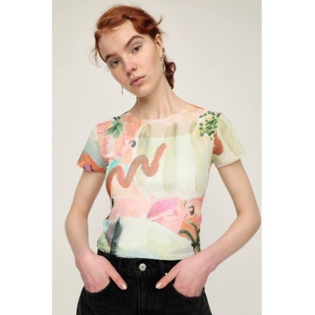 SLY(スライ)のSLY スライ　SOUTH GARDEN SHEER MINI Tシャツ レディースのトップス(Tシャツ(半袖/袖なし))の商品写真