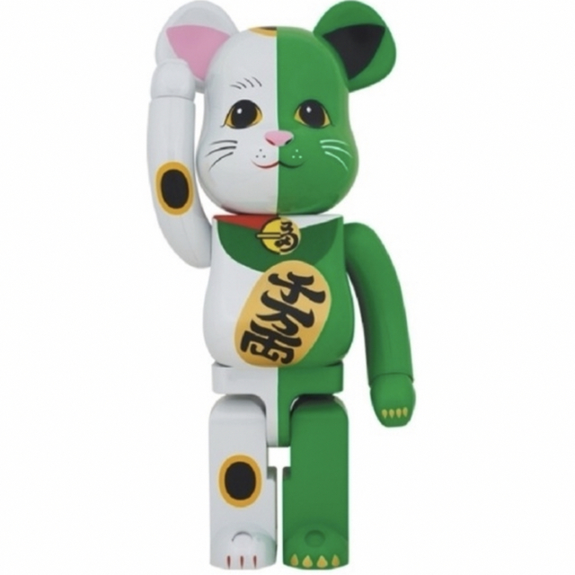 最愛 MEDICOM 1000％ 白×緑 招き猫 BE@RBRICK 即発送 - TOY その他