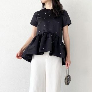 新品 タグ付き ツルバイマリコオイカワ パール ペプラム トップス 新品 タグ付き ツルバイマリコオイカワ パール ペプラム トップス