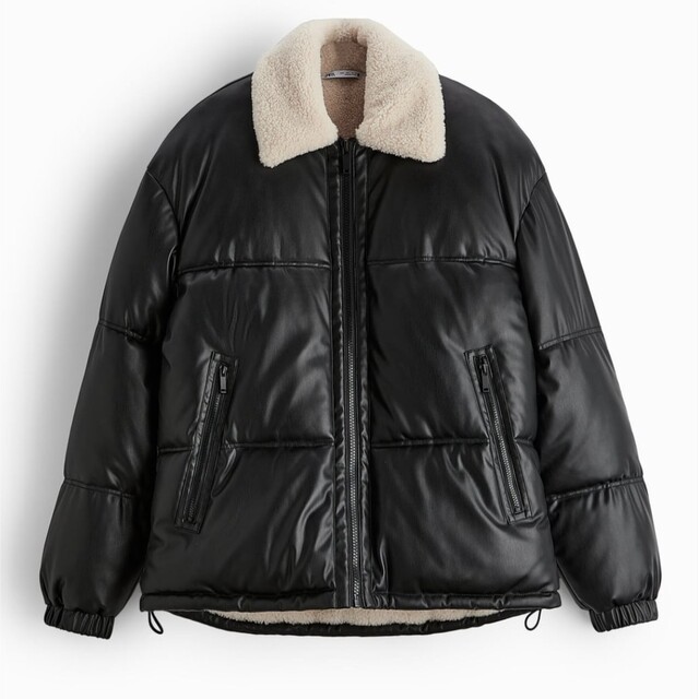 完売品ZARAフェイクレザーボアパフジャケット | svetinikole.gov.mk