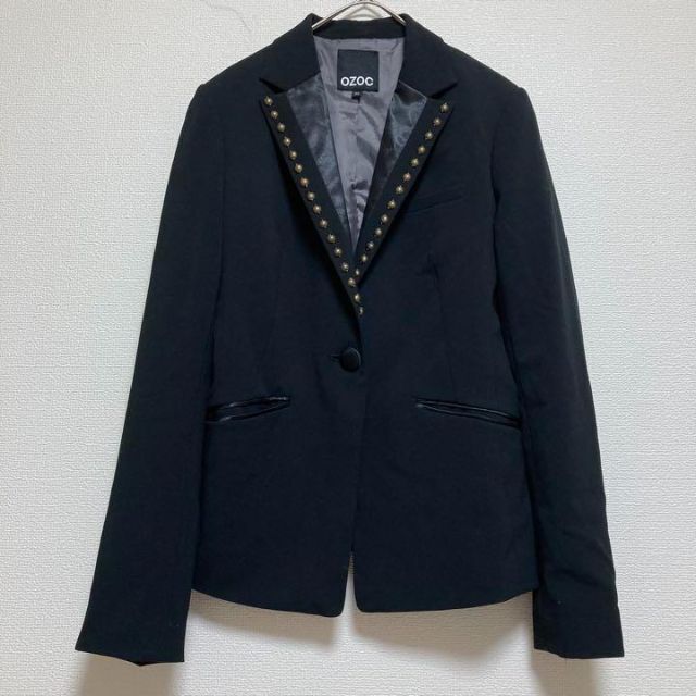 新品❤OZOCテーラードジャケット オゾック ストライプ ジャケット(S)ブラック 36 美品 A