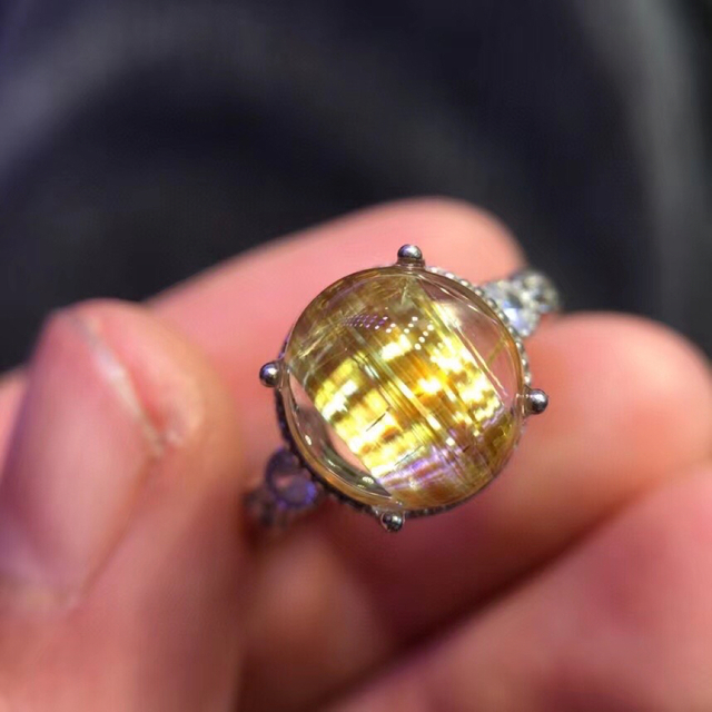 天然】タイチンクオーツ リング s925 9.9*9.5mm 【返品?交換対象商品