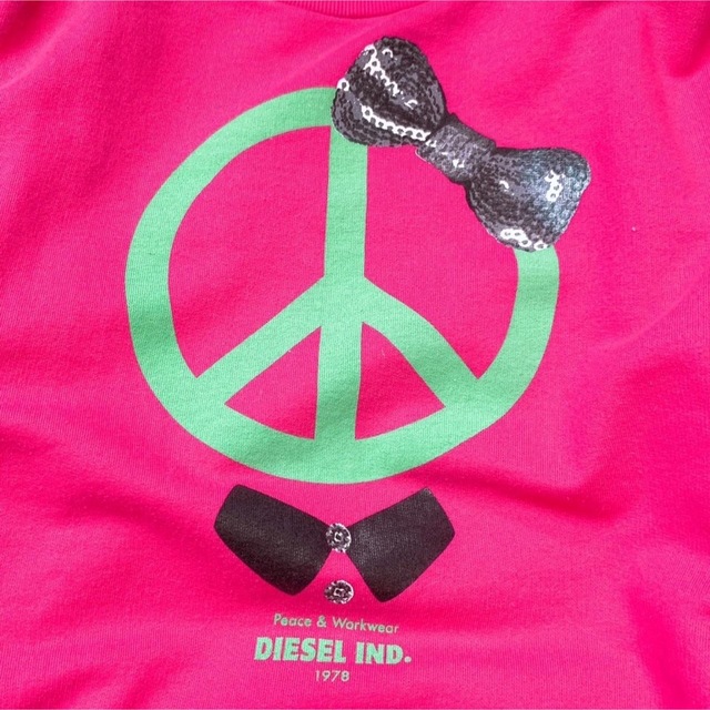 【美品】DIESEL ディーゼル ガールズ プリントスウェット ピンク L
