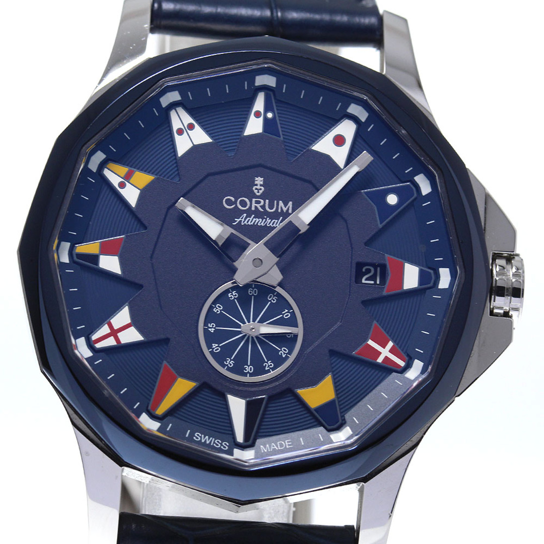 年末のプロモーション特価! - CORUM ☆美品 メンズ_733970 自動巻き 395.113.20/0F03AB50 デイト レジェンド42 アドミラル ★箱・保証書付き【CORUM】コルム 腕時計(アナログ)