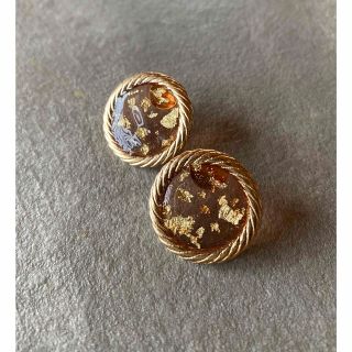 ブラウン×ゴールド　ピアス(ピアス)