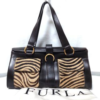 フルラ(Furla)のFURLA ハラコポケット ハンドバッグ ゼブラ柄(ハンドバッグ)