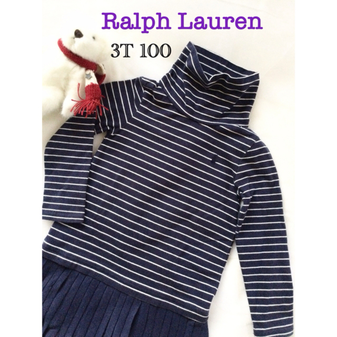 POLO RALPH LAUREN(ポロラルフローレン)のポロラルフローレン　ボーダー紺ワンピース☆3T 100☆美品 キッズ/ベビー/マタニティのキッズ服女の子用(90cm~)(ワンピース)の商品写真