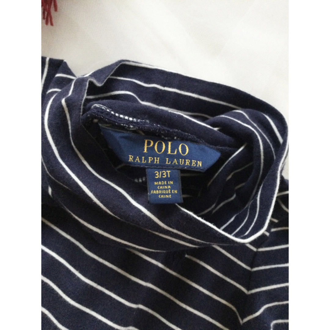 POLO RALPH LAUREN(ポロラルフローレン)のポロラルフローレン　ボーダー紺ワンピース☆3T 100☆美品 キッズ/ベビー/マタニティのキッズ服女の子用(90cm~)(ワンピース)の商品写真